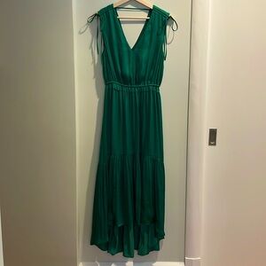 Satin Hi-Lo Ruffle Emerald Green Banana Republic Dress Size 4